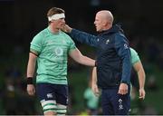 5 November 2022; Ireland forwards coach Paul O'Connell, right, and Gavin Thornbury before the Bank of Ireland Nations Series match between Ireland and South Africa at the Aviva Stadium in Dublin. Photo by Seb Daly/Sportsfile