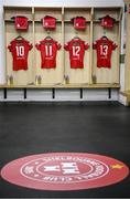 6 November 2022; A general view of the Shelbourne dressing room before the EVOKE.ie FAI Women's Cup Final match between Shelbourne and Athlone Town at Tallaght Stadium in Dublin. Photo by Stephen McCarthy/Sportsfile