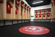 6 November 2022; A general view of the Shelbourne dressing room before the EVOKE.ie FAI Women's Cup Final match between Shelbourne and Athlone Town at Tallaght Stadium in Dublin. Photo by Stephen McCarthy/Sportsfile
