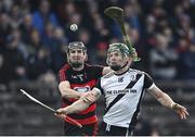 6 November 2022; Thomas Cleary of Kilruane MacDonagh's in action against Barry Coughlan of Ballygunner during the AIB Munster GAA Hurling Senior Club Championship quarter-final match between Ballygunner and Kilruane MacDonagh's at Walsh Park in Waterford. Photo by Piaras Ó Mídheach/Sportsfile