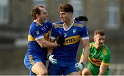 6 November 2022; Eamonn Wallace of Ratoath, left, celebrates with teammate Daithi McGowan after the AIB Leinster GAA Football Senior Club Championship quarter-final match between Ratoath and Rhode at Páirc Tailteann in Navan, Meath. Photo by Eóin Noonan/Sportsfile