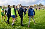 6 November 2022; Ratoath manager David Brady confronts Rhode players after the AIB Leinster GAA Football Senior Club Championship quarter-final match between Ratoath and Rhode at Páirc Tailteann in Navan, Meath. Photo by Eóin Noonan/Sportsfile