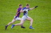 6 November 2022; Darragh Kirwan of Naas in action against Michael Mullin of Kilmacud Crokes during the AIB Leinster GAA Football Senior Club Championship Quarter-Final match between Kilmacud Crokes and Naas at Parnell Park in Dublin. Photo by Daire Brennan/Sportsfile