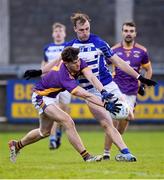 6 November 2022; Darragh Kirwan of Naas in action against Andrew McGowan of Kilmacud Crokes during the AIB Leinster GAA Football Senior Club Championship Quarter-Final match between Kilmacud Crokes and Naas at Parnell Park in Dublin. Photo by Daire Brennan/Sportsfile