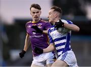 6 November 2022; Paddy McDermot of Naas in action against Michael Mullin of Kilmacud Crokes during the AIB Leinster GAA Football Senior Club Championship Quarter-Final match between Kilmacud Crokes and Naas at Parnell Park in Dublin. Photo by Daire Brennan/Sportsfile