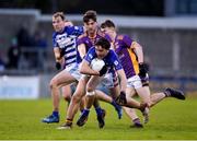 6 November 2022; Jack McKevitt of Naas in action against Andrew McGowan of Kilmacud Crokes during the AIB Leinster GAA Football Senior Club Championship Quarter-Final match between Kilmacud Crokes and Naas at Parnell Park in Dublin. Photo by Daire Brennan/Sportsfile