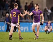 6 November 2022; Michael Mullin, left, and Cian O’Connor of Kilmacud Crokes celebrate after the AIB Leinster GAA Football Senior Club Championship Quarter-Final match between Kilmacud Crokes and Naas at Parnell Park in Dublin. Photo by Daire Brennan/Sportsfile