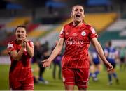 6 November 2022; Heather O'Reilly of Shelbourne, right, celebrates after the EVOKE.ie FAI Women's Cup Final match between Shelbourne and Athlone Town at Tallaght Stadium in Dublin. Photo by Stephen McCarthy/Sportsfile