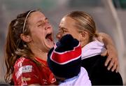 6 November 2022; Heather O'Reilly of Shelbourne celebrates after the EVOKE.ie FAI Women's Cup Final match between Shelbourne and Athlone Town at Tallaght Stadium in Dublin. Photo by Stephen McCarthy/Sportsfile