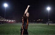 6 November 2022; Brian Gartland of Dundalk celebrates towards the supporters after the SSE Airtricity League Premier Division match between Derry City and Dundalk at The Ryan McBride Brandywell Stadium in Derry. Photo by Ben McShane/Sportsfile