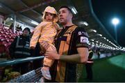 6 November 2022; Brian Gartland of Dundalk with his son Bobbie, age 3, after the SSE Airtricity League Premier Division match between Derry City and Dundalk at The Ryan McBride Brandywell Stadium in Derry. Photo by Ben McShane/Sportsfile