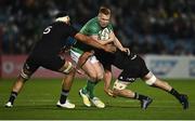 4 November 2022; Ciaran Frawley of Ireland is tackled by Patrick Tuipulotu of All Blacks during the match between Ireland A and New Zealand All Blacks XV at RDS Arena in Dublin. Photo by David Fitzgerald/Sportsfile