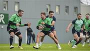 8 November 2022; Jack Crowlley is tackled by Peter O’Mahony and Jacob Stockdale during Ireland rugby squad training at IRFU High Performance Centre at the Sport Ireland Campus in Dublin. Photo by Brendan Moran/Sportsfile