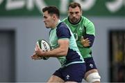 8 November 2022; Jacob Stockdale, left, and Tadhg Beirne during Ireland rugby squad training at IRFU High Performance Centre at the Sport Ireland Campus in Dublin. Photo by Brendan Moran/Sportsfile