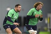 8 November 2022; Rob Herring, left, and Cian Prendergast during Ireland rugby squad training at IRFU High Performance Centre at the Sport Ireland Campus in Dublin. Photo by Brendan Moran/Sportsfile