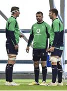 8 November 2022; Ireland players, from left, Gavin Thornbury, Peter O’Mahony and Iain Henderson during squad training at IRFU High Performance Centre at the Sport Ireland Campus in Dublin. Photo by Brendan Moran/Sportsfile