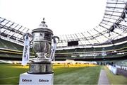 8 November 2022; A general view of the trophy during the Extra.ie FAI Cup Final Media Day at the Aviva Stadium in Dublin. Photo by Ben McShane/Sportsfile