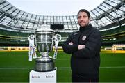 8 November 2022; Derry City manager Ruaidhrí Higgins during the Extra.ie FAI Cup Final Media Day at the Aviva Stadium in Dublin. Photo by Ben McShane/Sportsfile