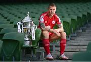 8 November 2022; Luke Byrne of Shelbourne during the Extra.ie FAI Cup Final Media Day at the Aviva Stadium in Dublin. Photo by Ben McShane/Sportsfile