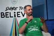 8 November 2022; Dare to Believe ambassador Thomas Barr during the Dare to Believe Schools Programme - TY Expo at the Sport Ireland Campus in Dublin. Photo by David Fitzgerald/Sportsfile