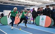 8 November 2022; Dare to Believe ambassadors Sarah Lavin and Thomas Barr during the Dare to Believe Schools Programme - TY Expo at the Sport Ireland Campus in Dublin. Photo by David Fitzgerald/Sportsfile