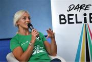 8 November 2022; Dare to Believe ambassador Sarah Lavin during the Dare to Believe Schools Programme - TY Expo at the Sport Ireland Campus in Dublin. Photo by David Fitzgerald/Sportsfile