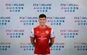 9 November 2022; PFA Ireland Young Player of the Year Award nominee Joe Redmond, St Patrick's Athletic, at the launch of the PFA Ireland Awards 2022 at the Marker Hotel in Dublin. Photo by Stephen McCarthy/Sportsfile