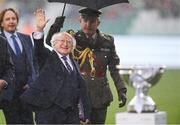 6 November 2022; President of Ireland Michael D Higgins before the EVOKE.ie FAI Women's Cup Final match between Shelbourne and Athlone Town at Tallaght Stadium in Dublin. Photo by Stephen McCarthy/Sportsfile