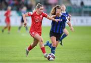 6 November 2022; Jessie Stapleton of Shelbourne in action against Muireann Devaney of Athlone Town during the EVOKE.ie FAI Women's Cup Final match between Shelbourne and Athlone Town at Tallaght Stadium in Dublin. Photo by Stephen McCarthy/Sportsfile