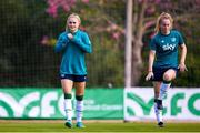 9 November 2022; Izzy Atkinson, left, and Aoibheann Clancy during a Republic of Ireland Women training session at Dama de Noche Football Center in Marbella, Spain. Photo by Andres Gongora/Sportsfile
