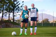 9 November 2022; Katie McCabe, left, and Louise Quinn during a Republic of Ireland Women training session at Dama de Noche Football Center in Marbella, Spain. Photo by Andres Gongora/Sportsfile