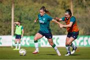 9 November 2022; Chloe Mustaki, left, and Ciara Grant during a Republic of Ireland Women training session at Dama de Noche Football Center in Marbella, Spain. Photo by Andres Gongora/Sportsfile