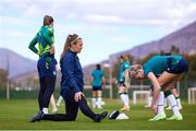 9 November 2022; Goalkeeper Grace Moloney and Denise O'Sullivan, right, during a Republic of Ireland Women training session at Dama de Noche Football Center in Marbella, Spain. Photo by Andres Gongora/Sportsfile