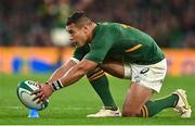 5 November 2022; Cheslin Kolbe of South Africa during the Bank of Ireland Nations Series match between Ireland and South Africa at the Aviva Stadium in Dublin. Photo by Brendan Moran/Sportsfile
