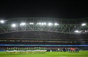 5 November 2022; The South Africa team line up for the national anthems before the Bank of Ireland Nations Series match between Ireland and South Africa at the Aviva Stadium in Dublin. Photo by Brendan Moran/Sportsfile