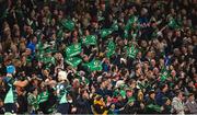 5 November 2022; Ireland supporters wave their flags during the Bank of Ireland Nations Series match between Ireland and South Africa at the Aviva Stadium in Dublin. Photo by Brendan Moran/Sportsfile