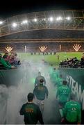 5 November 2022; Both teams walk out before the Bank of Ireland Nations Series match between Ireland and South Africa at the Aviva Stadium in Dublin. Photo by Ramsey Cardy/Sportsfile
