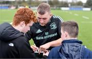 10 November 2022; Ross Molony signs autographs during the Leinster rugby open training session at Tullow RFC in Carlow. Photo by Sam Barnes/Sportsfile