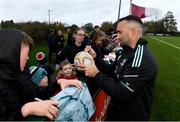 10 November 2022; Dave Kearney signs autographs during the Leinster rugby open training session at Tullow RFC in Carlow. Photo by Sam Barnes/Sportsfile