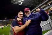 10 November 2022; Keynan Knox of Munster celebrates with his father Lance after the match between Munster and South Africa Select XV at Páirc Ui Chaoimh in Cork. Photo by David Fitzgerald/Sportsfile