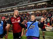 10 November 2022; Kiran McDonald of Munster and Munster physiotherapist Keith Thornhill after the match between Munster and South Africa Select XV at Páirc Ui Chaoimh in Cork. Photo by Harry Murphy/Sportsfile