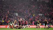 10 November 2022; Munster players celebrate at the end of the match between Munster and South Africa Select XV at Páirc Ui Chaoimh in Cork. Photo by Harry Murphy/Sportsfile