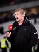 10 November 2022; Munster head coach Graham Rowntree speaks to Virgin Media Sport after his side's victory in the match between Munster and South Africa Select XV at Páirc Ui Chaoimh in Cork. Photo by Harry Murphy/Sportsfile