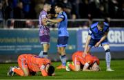11 November 2022; Raul Uche of Waterford, left, after his side's defeat in the SSE Airtricity League Promotion / Relegation Play-off match between UCD and Waterford at Richmond Park in Dublin. Photo by Seb Daly/Sportsfile