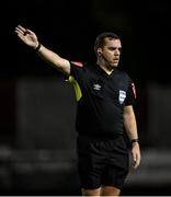11 November 2022; Referee Rob Harvey during the SSE Airtricity League Promotion / Relegation Play-off match between UCD and Waterford at Richmond Park in Dublin. Photo by Seb Daly/Sportsfile