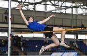 12 November 2022; Emily Hession of Mercy College Sligo, competes in the minor girls high jump during the 123.ie All-Ireland Schools’ Combined Events at TUS International Arena in Athlone, Westmeath. Photo by Sam Barnes/Sportsfile