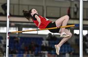 12 November 2022; Marianne O'Farrell of Belmayne Educate Together Secondary School, competes in the minor girls high jump during the 123.ie All-Ireland Schools’ Combined Events at TUS International Arena in Athlone, Westmeath. Photo by Sam Barnes/Sportsfile