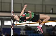12 November 2022; Cara Ryan of Loreto Clonmel, Tipperary, competes in the minor girls high jump during the 123.ie All-Ireland Schools’ Combined Events at TUS International Arena in Athlone, Westmeath. Photo by Sam Barnes/Sportsfile