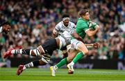 12 November 2022; Garry Ringrose of Ireland is tackled by Viliame Mata of Fiji during the Bank of Ireland Nations Series match between Ireland and Fiji at the Aviva Stadium in Dublin. Photo by Brendan Moran/Sportsfile