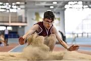12 November 2022; Jack Brown of FCJ Bunclody, Wexford, competes in the minor boys long jump during the 123.ie All-Ireland Schools’ Combined Events at TUS International Arena in Athlone, Westmeath. Photo by Sam Barnes/Sportsfile